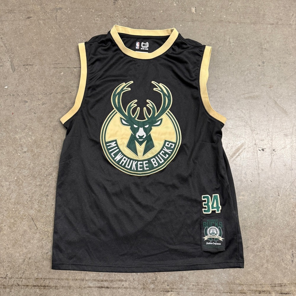 NBA Ultra Game Milwaukee Bucks Giannis Antetokounmpo Jersey‎ Black Gold Mens M